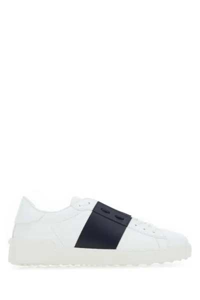 Valentino Garavani Open Leather Sneakers With Contrast Band And Stud Details Shoes In White