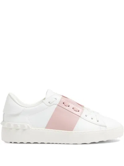 Valentino Garavani White Leather Sneakers In Peach