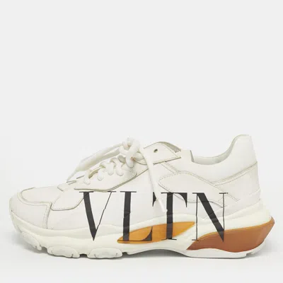 Pre-owned Valentino Garavani White Leather Vltn Bounce Sneakers Size 36