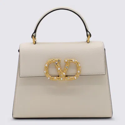 VALENTINO GARAVANI WHITE LEATHER VSLING TOP HANDLE BAG