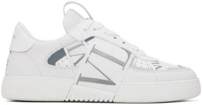 Valentino Garavani White Low-top Calfskin Vl7n Sneakers In 22e Bianco/pstl Grey