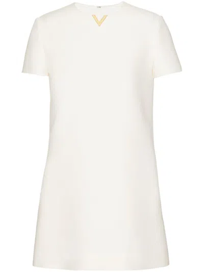 Valentino White Mini Dress With Vlogo Detail By