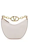 Valentino Ivory Leather Mini Hobo Vlogo Moon Handbag In Off White