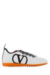 Valentino Garavani White Sneakers With Asymmetric Toe And Vlogo Detail On The Side In Tech Fabric Ma In Biancogrigioneromattpumpkin