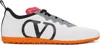 Valentino Garavani White Sneakers With Asymmetric Toe And Vlogo Detail On The Side In Tech Fabric Ma In 9k0 Bianco/grigio/ne