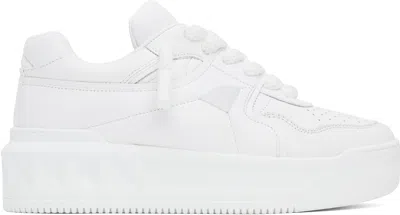 VALENTINO GARAVANI WHITE ONE STUD XL NAPPA LEATHER LOW-TOP SNEAKERS