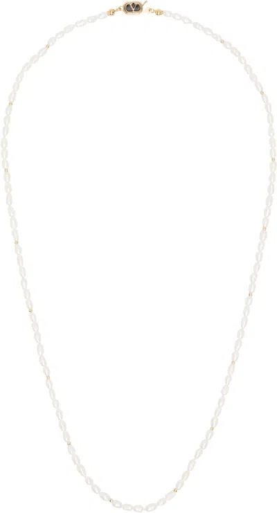 Valentino Garavani White Ovalette Pearl Necklace