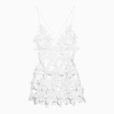 VALENTINO VALENTINO WHITE PIQUE TOP WITH EMBROIDERY WOMEN