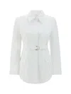 Valentino Garavani Women White Poplin Overcoat In Bianco Ottico