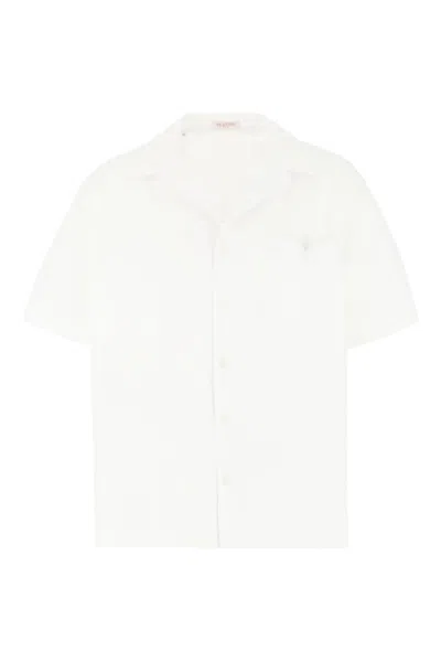 Valentino "v Detail Bowling Shirt With V- In White
