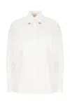 Valentino Structured Collar White Optical Long Sleeve Cotton Shirt In White