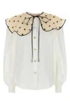 Valentino Poplin Shirt With Contrast Trim And Polka Dot Collar In White