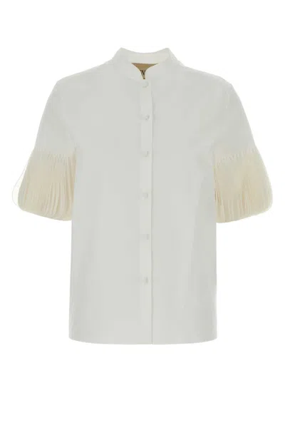Valentino White Poplin Shirt In Neutral