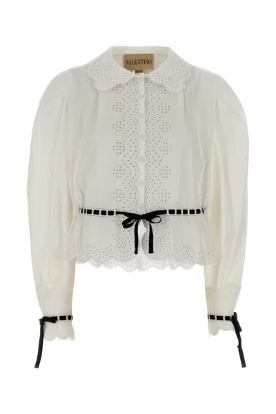 Valentino White Poplin Shirt In Neutral
