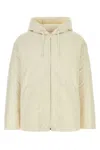 Valentino Hooded Wool Blend Padded Jacket In White