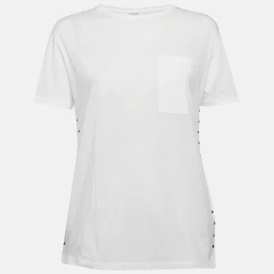 Pre-owned Valentino White Rockstud Detail Jersey T-shirt Xs