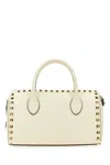 Valentino Women's Ivory Leather Rockstud Handbag In White