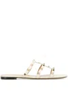 Valentino Garavani Leather Rockstud Sandals In White