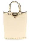 Valentino Rockstud Textured Leather Clutch Bag In White