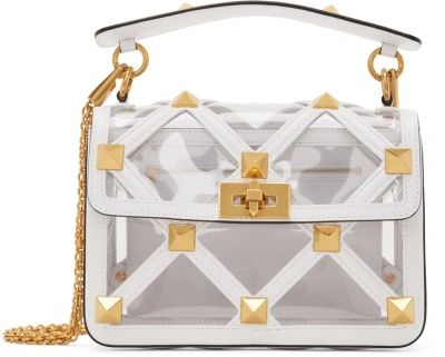 Valentino Garavani White Roman Stud Bag In Yl0 Trasparente/bian