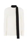 Valentino Silk Blouse With Long Sleeves And Scarf Detail In 0an