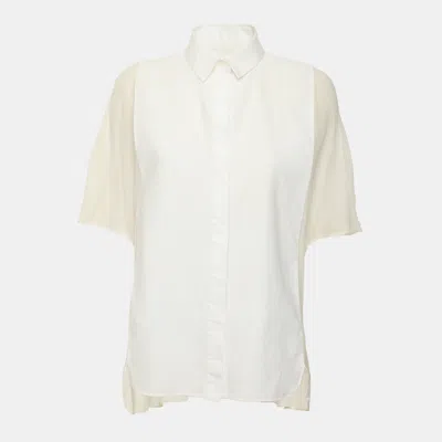 Pre-owned Valentino White Silk Blouse M
