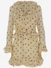 Valentino Belted Ruffled Polka-dot Wool And Silk-blend Mini Dress