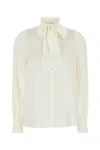 Valentino Silk Shirt With Bow Tie Neck In White