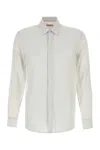 Valentino Long-sleeved Shirt In Cotton Poplin With Flower Patch In White