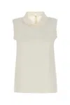 Valentino Sleeveless Silk Top Without In Ivory