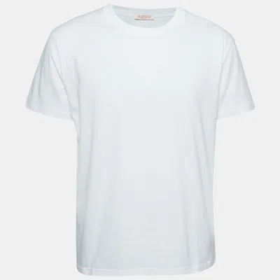 Pre-owned Valentino White Solid Cotton Jersey T-shirt L