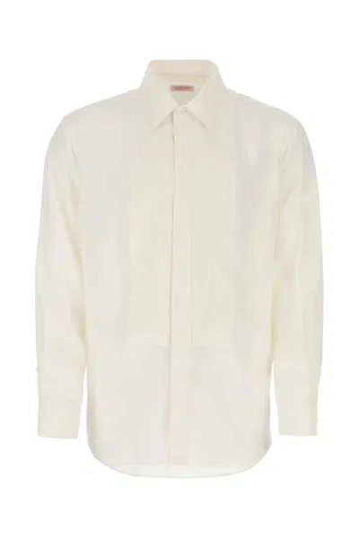 VALENTINO WHITE SOLID SILK SHIRT