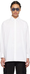 Valentino Poplin Cotton Shirt With Hidden Buttoning In Bianco