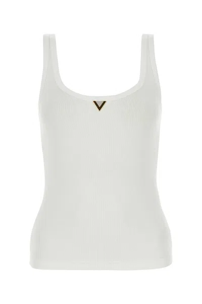 VALENTINO WHITE STRETCH COTTON TANK TOP