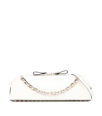 Valentino Garavani White Stud Leather Clutch
