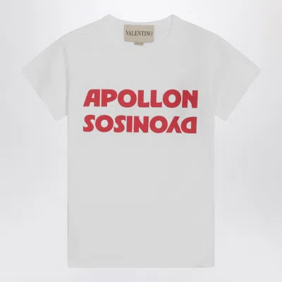 Valentino White T-shirt With Apollon/dionysus Print In Gray