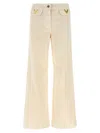 Valentino Garavani Ivory Denim Jeans In Brown