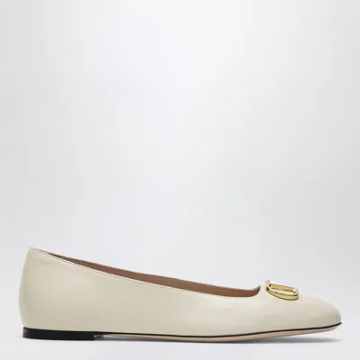 Valentino Garavani White V Logo Signature Ballerina Flats In Nappa Leather In Neutral