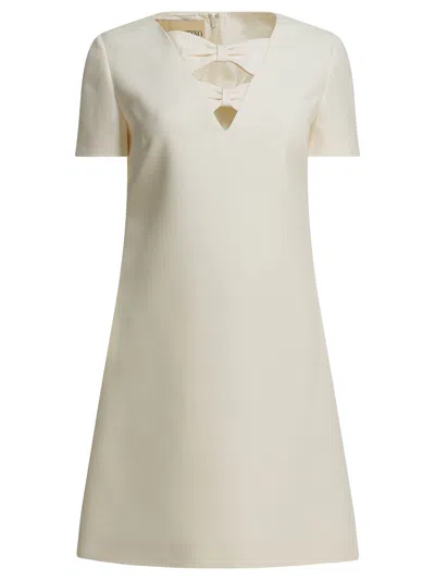 Valentino White Virgin Wool Silk Dress In Neutral