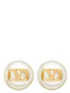 Valentino Signature Pearl Earrings Gold Hardware In Gold