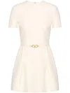 Valentino Crepe Couture Belted Minidress In White