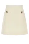 Valentino Short Crepe Couture Skirt In Avorio