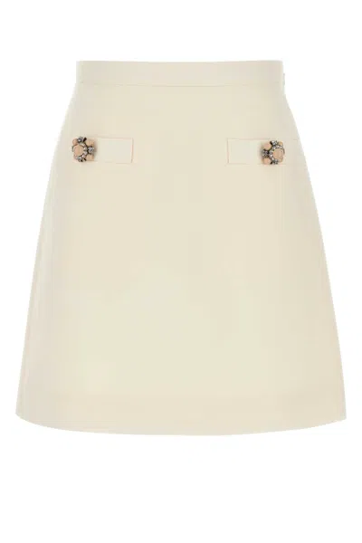 VALENTINO WHITE WOOL BLEND MINI SKIRT