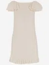 Valentino Ruffled Wool And Silk-blend Crepe Mini Dress In Ivory