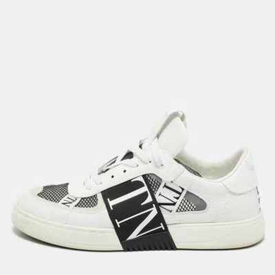 Pre-owned Valentino Garavani White/black Canvas And Leather Vl7n Low Top Sneakers Size 44.5