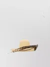 Valentino Wide Brim Straw Hat With Feather Detail In Brown