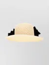 Valentino Wide Brim Straw Hat With Floral Accents In Neutral
