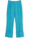 Valentino Wide Camal Turquoise Cropped Pants In Blue