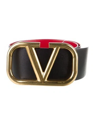 Pre-owned Valentino Garavani Wide Leather Belt In Black