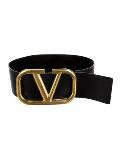Pre-owned Valentino Garavani Wide Leather Belt In Black